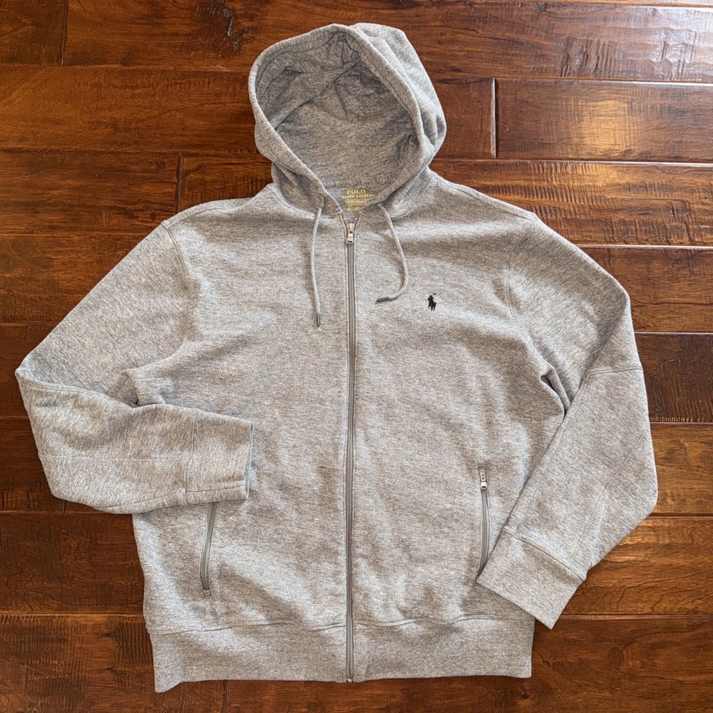 Polo Ralph Lauren Performance Hoodie Size‎ XL Double Knit Full Zip Gray